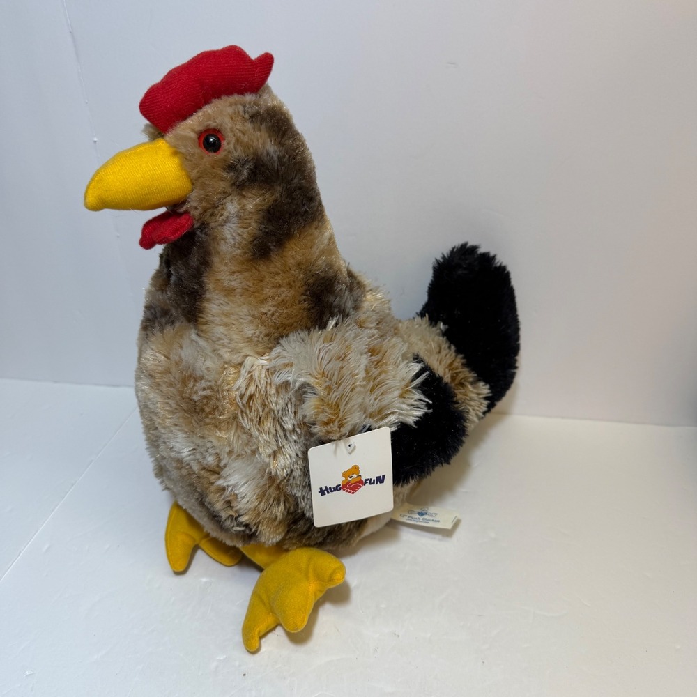 Hugfun 12 Inch Plush Chicken Brown Tan Hen Stuffed Animal Farm Bird NWT